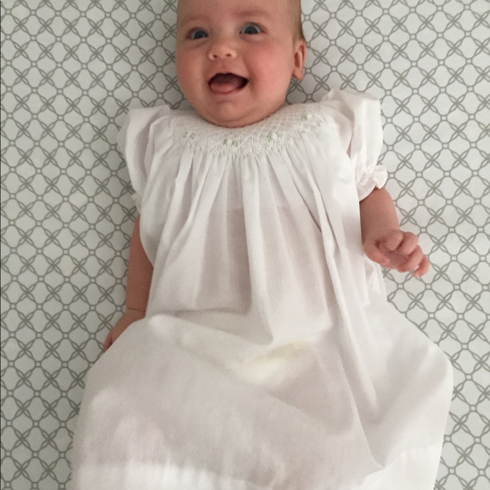 White smocked beautiful dress.